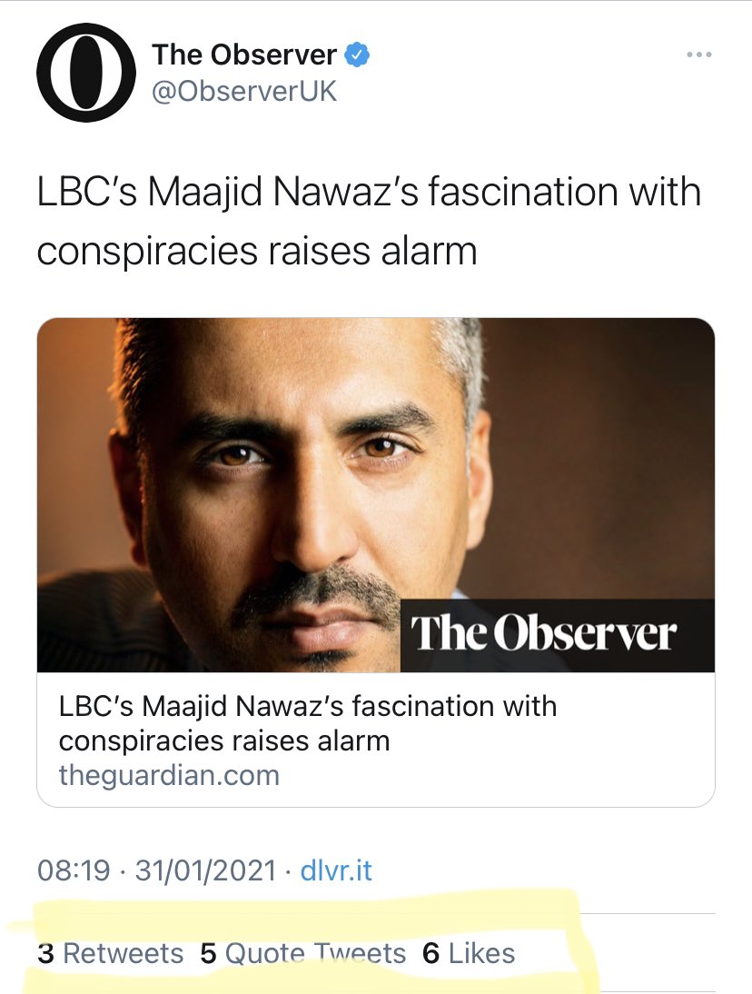 Observe the ratiooooooGuardian on Sunday (Observer) original story: 3 retweetsMy thread rebutting them: over 500 retweetsScreengrabs taken at the same time just now 