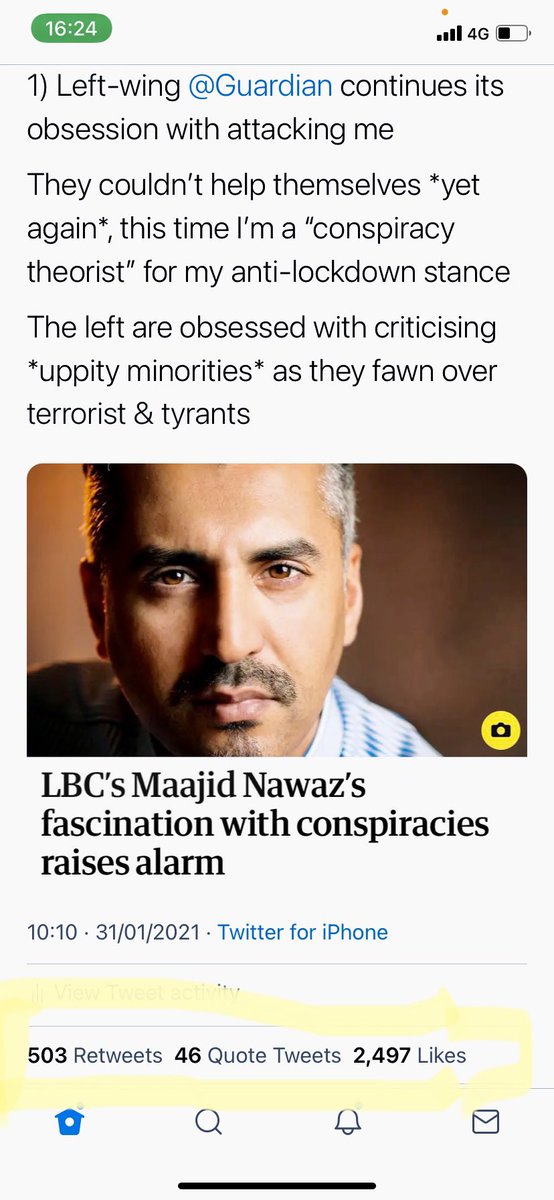Observe the ratiooooooGuardian on Sunday (Observer) original story: 3 retweetsMy thread rebutting them: over 500 retweetsScreengrabs taken at the same time just now 