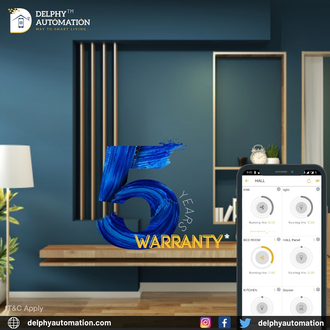 DelphySmartHome's tweet image. Delphy Automation gives you 5 years of  warranty on automating your home!

#wecareforyou
#securityfirst 
#homeautomation #5yearswarranty 
#iothome #wifihomes