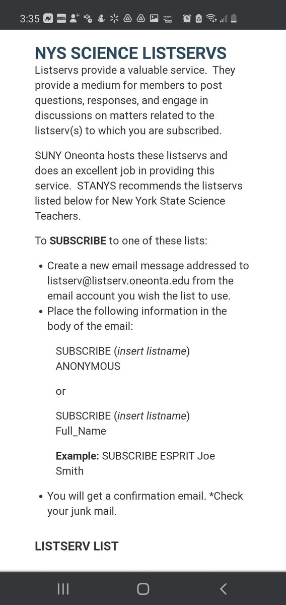 BlkNBio's tweet photo. EDU 505 Tweet 4
Check out these great listservs available to science teachers to receive info related to the wonderful world of science! https://t.co/QzusesTEAU