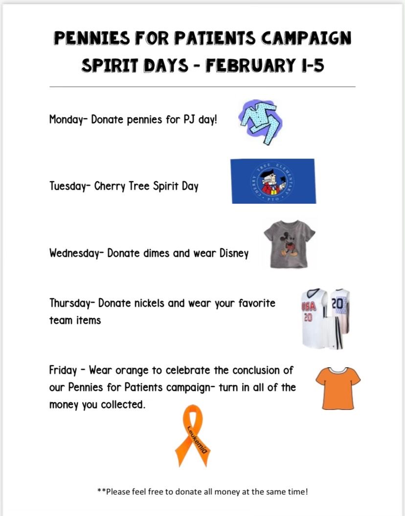 It’s Pennies For Patients week!  Bring in your change and participate in spirit days!
