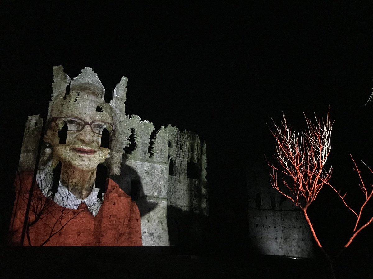 This year the  #Herstory Light Show journeys into the very heart of Ireland, to awaken the healing powers of Brigid & the compassion to process the wound of the  #MotherAndBabyHomes scandal.Portrait of a survivor by Karen Morgan projected by Dodeca at Belvedere House & Gardens.