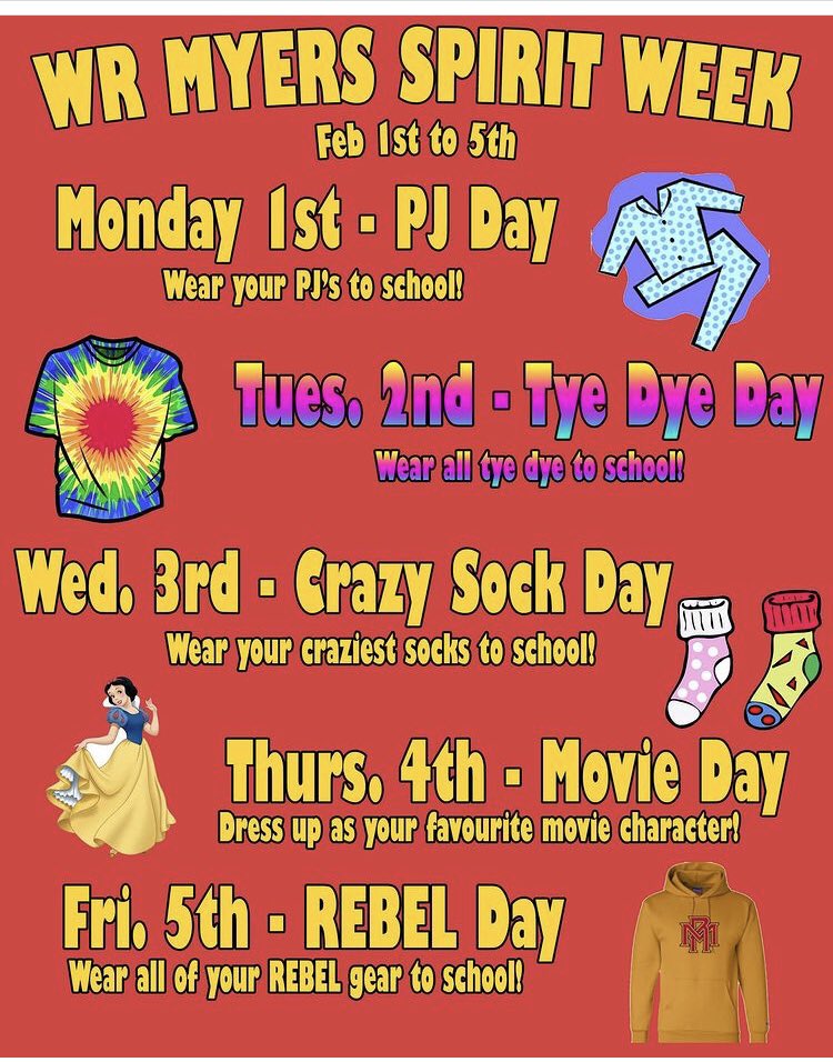 <a href="/wr_myers/">WR Myers High School</a> <a href="/wrmathletics/">WRM Athletics</a> <a href="/Horizonsd67/">Horizon School Division</a>  Spirit Week!  Come join in the fun!