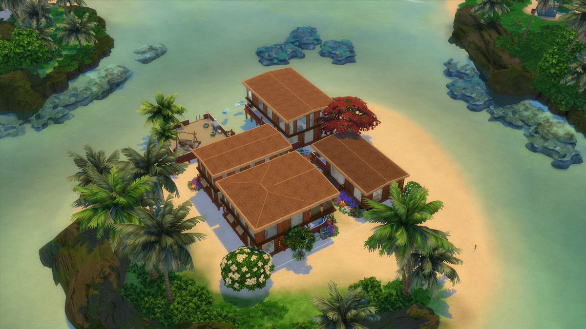 TinkerTheWizard's tweet photo. A lovely housing estate in #sulani which was incredibly fun to build! #originid is TinkerTheWizard #TheSims4 #thesims #ShowUsYourBuilds #beach #sunny https://t.co/q2DB1TIhAI