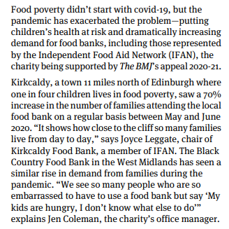 3/ In a second one,  @JaneFeinmann interviewed Joyce Leggate from  @kdyfoodbank and Jen Coleman from  @bcfoodbank, both of whom I have learned a lot from in previous research. The piece also introduced  @IFAN_UK's Cash First pilot.  https://www.bmj.com/content/bmj/371/bmj.m4758.full.pdf