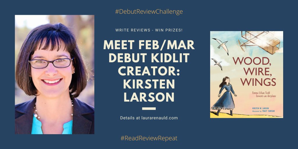 's tweet image. Say "hello" to @kirstenwlarson and her debut #PB, illus. by @subisnacks! Find her book at the library (or request they purchase it), then leave an honest review! Enter to win WOOD, WIRE, WINGS at laurarenauld.com.

#DebutReviewChallenge #Fiction #Kidlit #KidLitArt