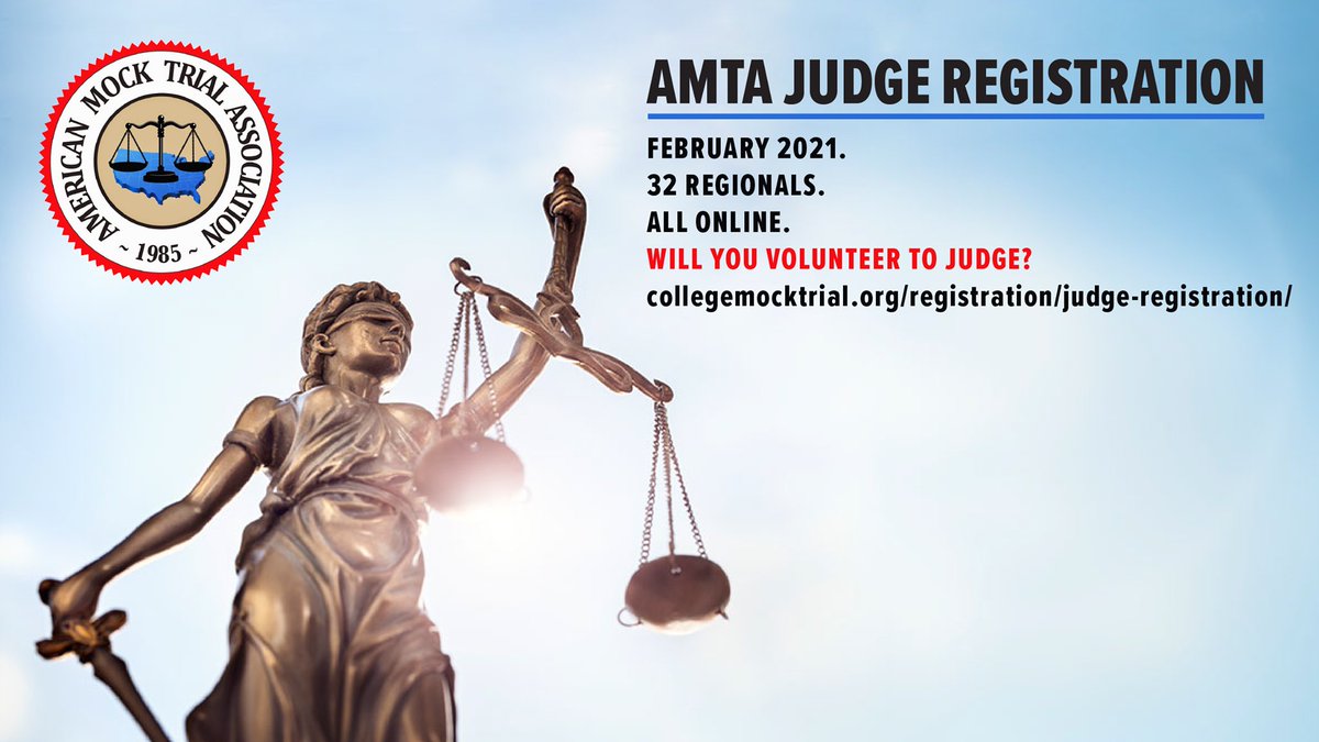 This year you can judge regionals from the comfort of your home! Have you signed up yet? We need your help! 

Sign up here: collegemocktrial.org/registration/j…