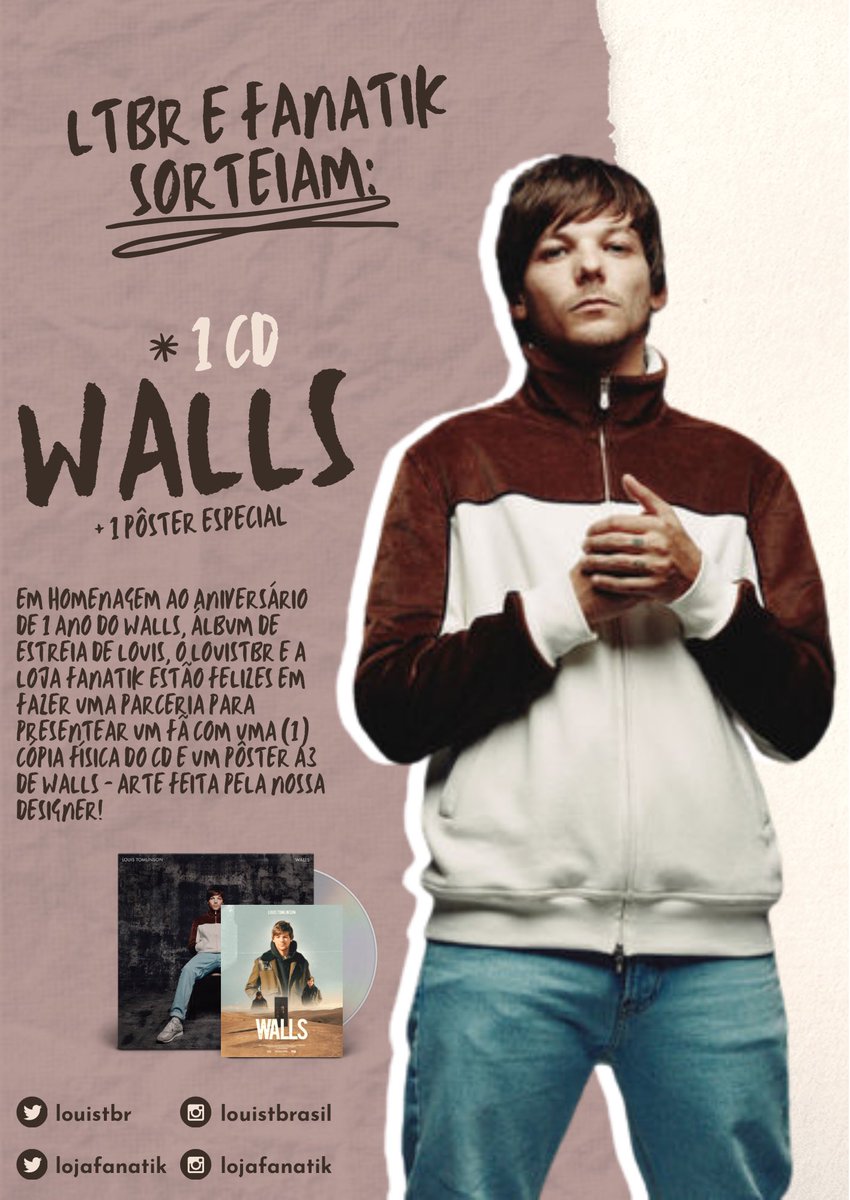 louistbr's tweet photo. Em homenagem ao 1º aniversário de Walls, o LTBR e a Fanatik sorteiam 1 Walls e 1 pôster A3 exclusivo de Walls, feito pela nossa designer! Para participar, basta seguir as regras que constam no banner.

Sorteio válido até as 23h59 do dia 20/02

Regulamento: https://t.co/gJdlncMU4u https://t.co/K90AuiSvx4