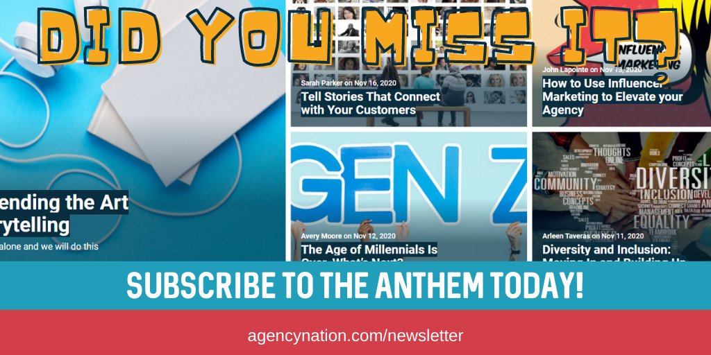 AgencyNation's tweet photo. The ANthem newsletter went out this morning!  DID YOU MISS IT???  Be sure to subscribe so you won't miss the next one! https://t.co/FriNq49Lqr #agencynation #independentagents @BobRusbuldt @IndAgent @ACT4Agents @SpotOnInsurance @Trusted_Choice https://t.co/YkhPsEQT2P