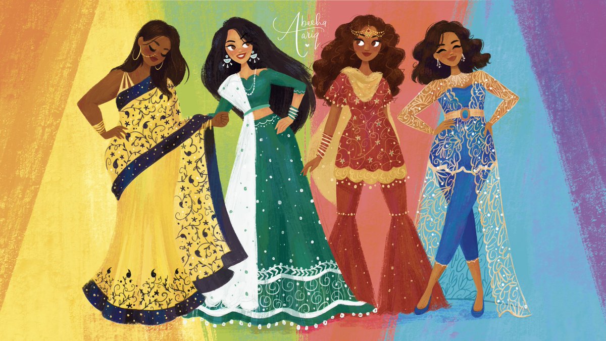 decided to re-draw my hogwarts colour-inspired desi dresses ✨