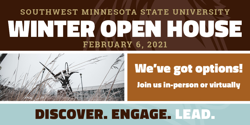 Come visit SMSU where it's always 72 degrees inside our interconnected campus! Beat the cold and plan to attend our Winter Open House on Feb. 6 either in-person or virtually. Learn about all SMSU has to offer! bit.ly/winteropenhous…