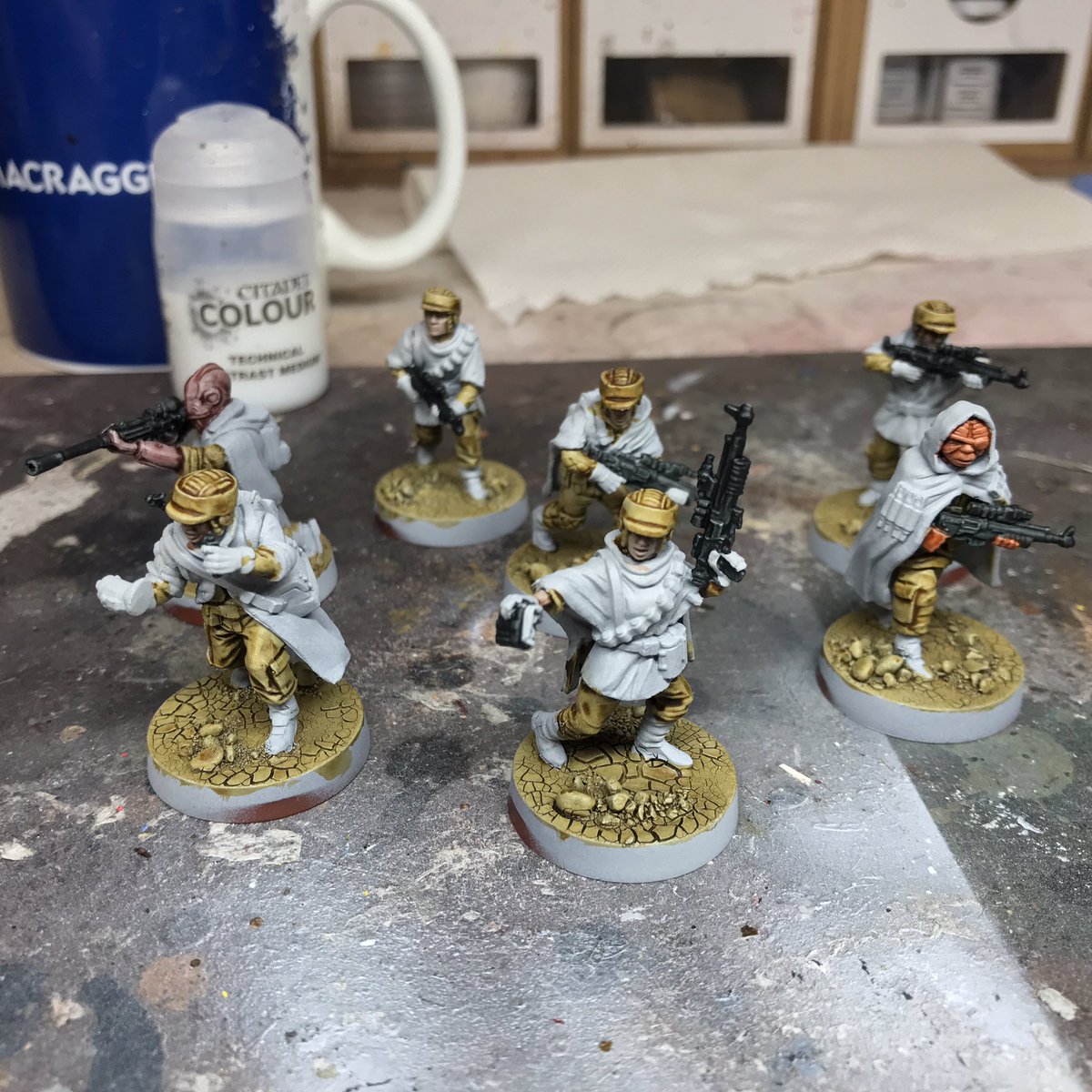 The2PsPodcast's tweet photo. Working on some rebel commandos for Star Wars Legion today and you can bet I’m whistling the theme tune! #the2pspodcast #warmongers #miniaturewargaming #2psinapod #the2psinapod #rebelalliance #starwars #starwarslegion #starwarslegionpainting #fantasyflightgames https://t.co/dUyQQJdiJc