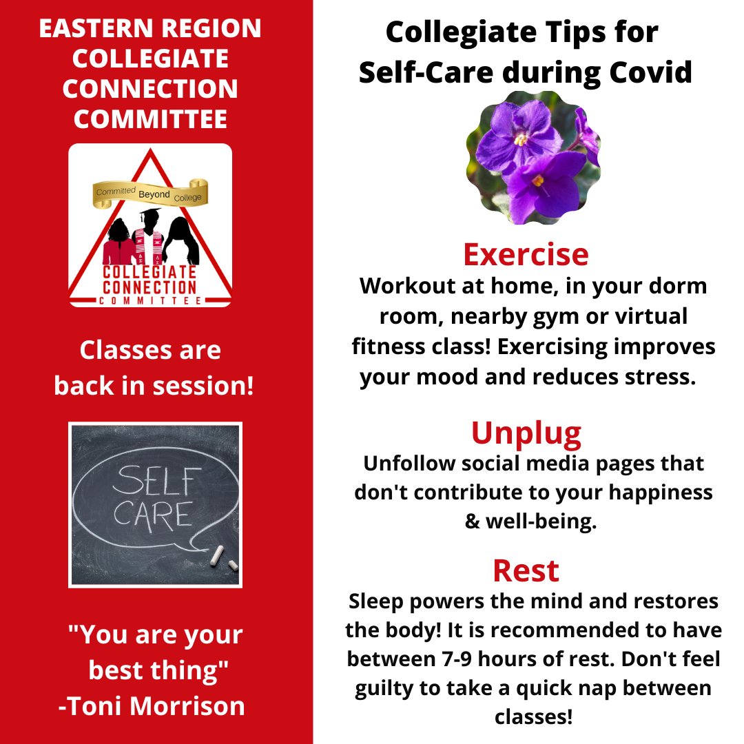 easternregdst's tweet photo. Here is more advice from the Eastern Region Collegiate Connection Committee! #ERCollegiateConnection #ERCCC #SelfCareSunday #ERCCCSelfcareSunday https://t.co/LhsybrlBfE