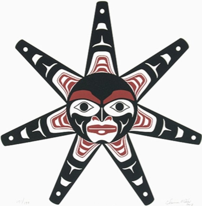 A legitimate Haida design of the sun by Clarence Mills compared to the "Haida Art Style" Sun by Graham Langbroek