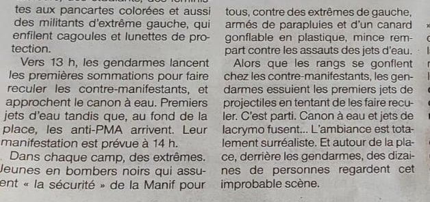 Il y avait apparemment deux extrémismes hier selon  @OuestFrance : l’un attaquait une manifestation déclarée où étaient amassés enfants, femmes et personnes âgées, attaquait les forces de l’ordre, taguait les façades des commerces alentours et balançait des projectiles ; 