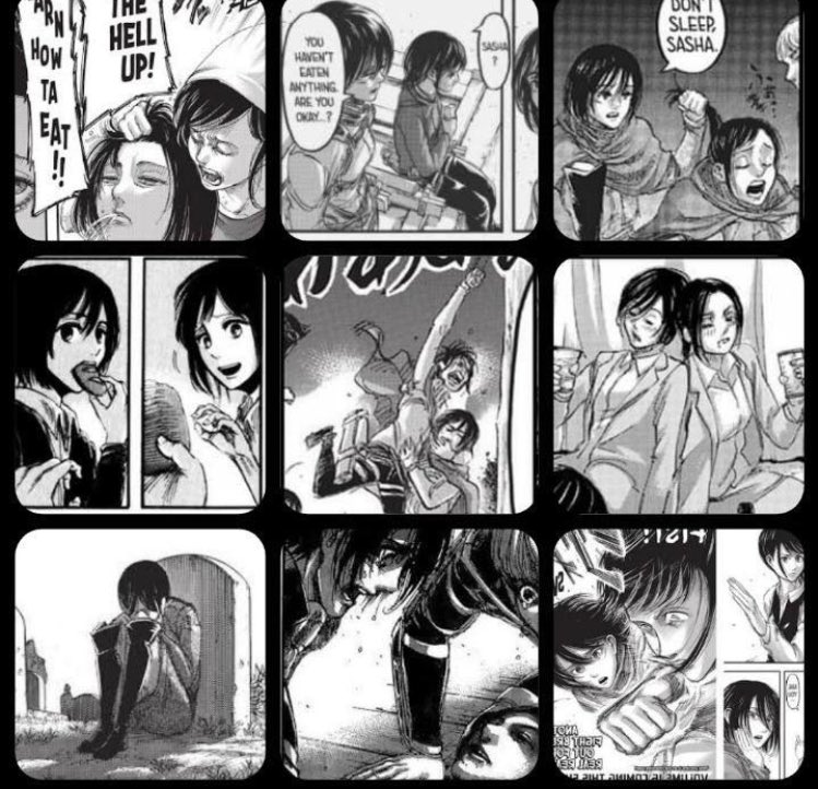 Bonus: The friendship she has with Mikasa is narratively beautiful. She will always stay in her heart, it was something solid, Mikasa even teasing her often. They were so cute