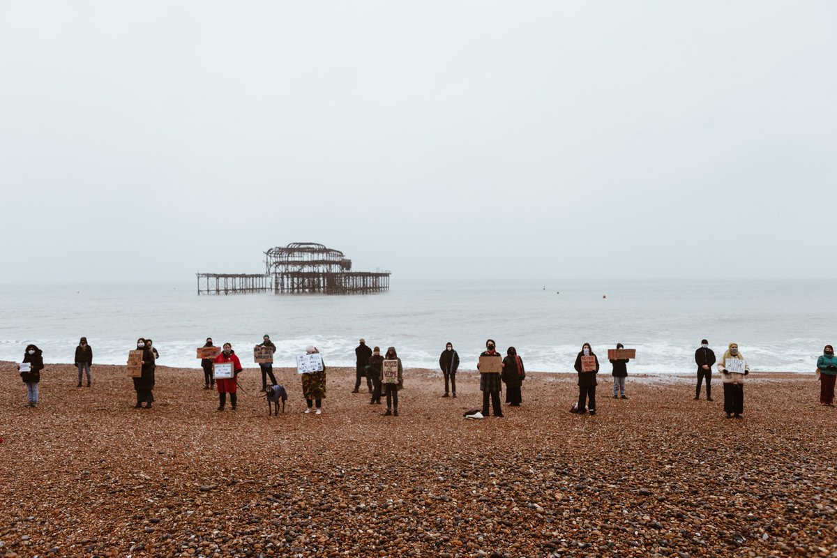 ChannelRescue's tweet photo. Brighton residents gather to show solidarity with the victimisation of migrants in barracks in Kent and Wales #StandwithNapier https://t.co/PReogVWlzP