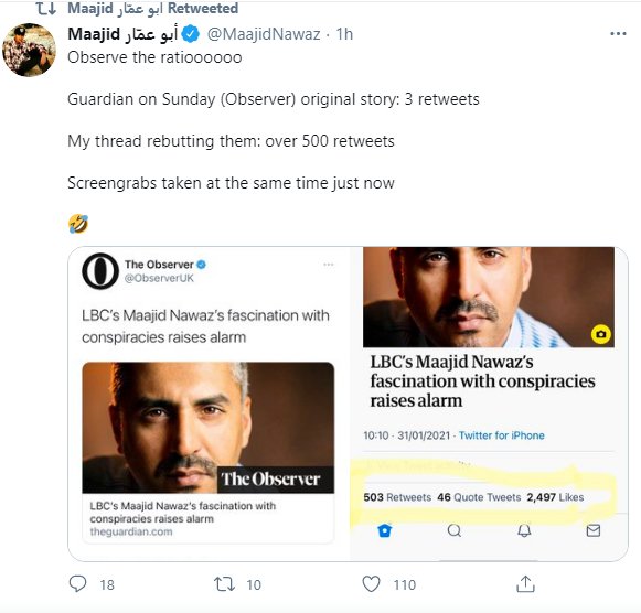 If this is the competition, the opening tweet of my original November tweet about Mr Nawaz going down the rabbit hole has had over 1 million page impressions.