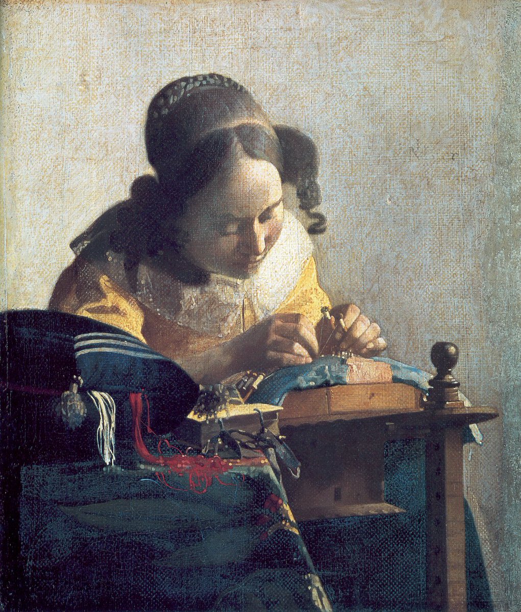 @MuseeLouvre #Vermeer #ArtLovers #DonneInArte #SundayInArt  #twitart #arttwit
A long apprenticeship as a condition for excellence:
The Lacemaker , Vermeer's  smallest work, draws us into her tiny, ­intimate world.