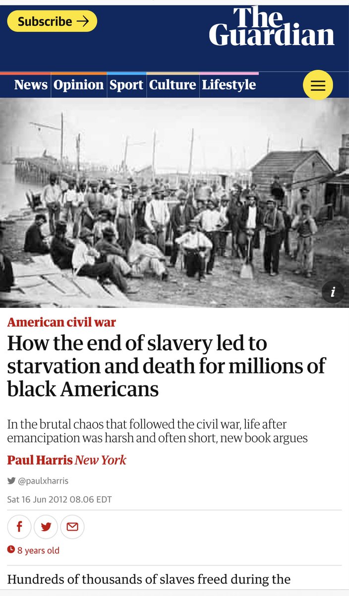 Black Americans are still fighting to be considered full citizens of this country. Still fighting to have our votes counted. Still fighting against a medical community that prides itself on race eugenics.  https://www.theguardian.com/world/2012/jun/16/slavery-starvation-civil-war
