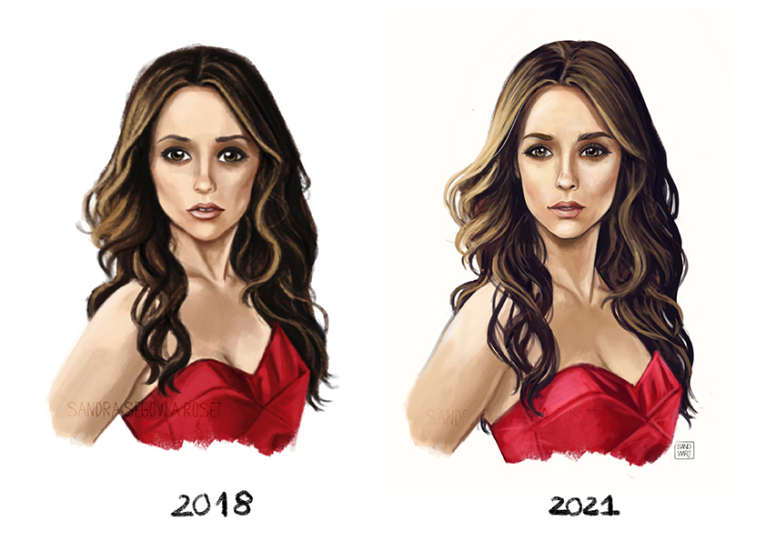 _sandviart's tweet photo. Hace poco encontré un estudio que hice hace varios años, y hoy me han dado ganas de volver a hacer. Poco a poco vamos progresando 😊 #JenniferLoveHewitt #illustrationstudy #2018vs2021 #artistsontwitter https://t.co/qkSSi4zxr9
