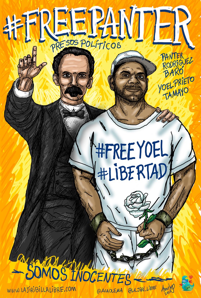 JirilibreLa's tweet photo. #Cuba 🇨🇺 “En cadenas vivir es morir” 1896 #FreePanter #FreeYoel #JoseMarti sigue de luto. Panter Rodriguez Baró &amp; Yoel Prieto Tamayo son prisioneros de conciencia. #FreeAllPoliticalPrisoners https://t.co/P73HjMCuYS
