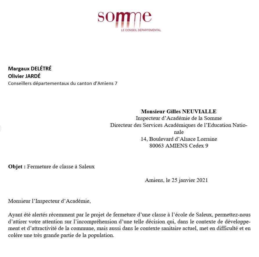olivierjarde's tweet photo. #École
Retrouvez notre courrier adressé à l'inspecteur d'académie contre la fermeture de classe à #Saleux

Avec la mairie, nous nous y opposons eu égard à la période sanitaire où il faut privilégier la distanciation physique, les projets immobiliers + les investissements réalisés https://t.co/hJvEvruUNM