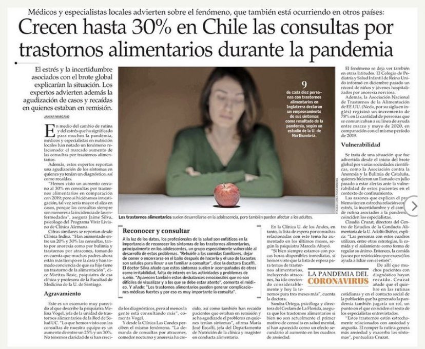 Importante tema hoy en El Mercurio (31 de enero 2021). <a href="/Psicologia_UAI/">Psicología UAI</a>