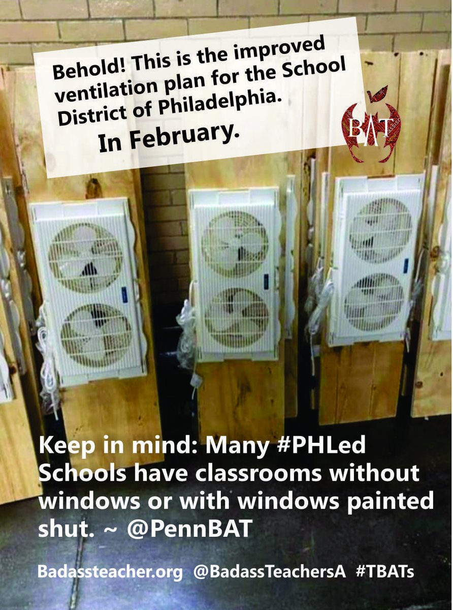 BadassTeachersA's tweet image. Snowed in? Bored? Take a minute to contact the #PHLed BOE &amp;amp; tell them that their reopening plan IS.NOT.SAFE! 
Window fans for ventilation in freezing cold weather is ridiculous. 

philasd.org/schoolboard/
#TBATs #COVID19 @PennBat #SafeReturnorNoReturn 
@BATs_DC