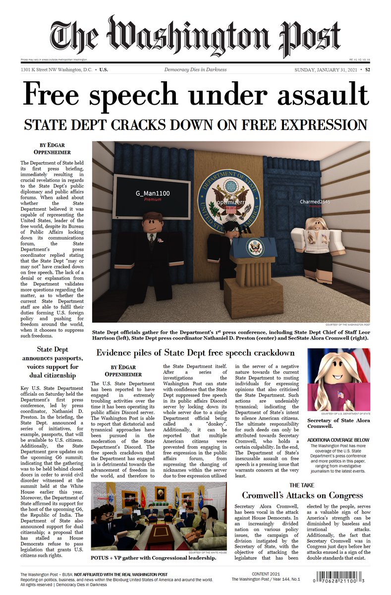 WP - Jan 31st, 2021

In the Washington Post's first paper, we examine how America's foreign policy became infected with pernicious division, and how free speech is under assault from the U.S. State Department.