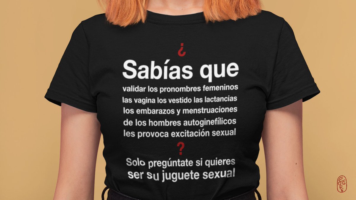 I created version of 'Eggen's Question' also for my Spanish sisters!❤️💪 Get your #tshirts or #stickers in #WomensPower collection 👉 eggenland.com/collections/wo… @Generocadena thank you for translation!😘 #autogynephilia #womensrights #sexnotgender #AGP #womensthirts #womenerasure