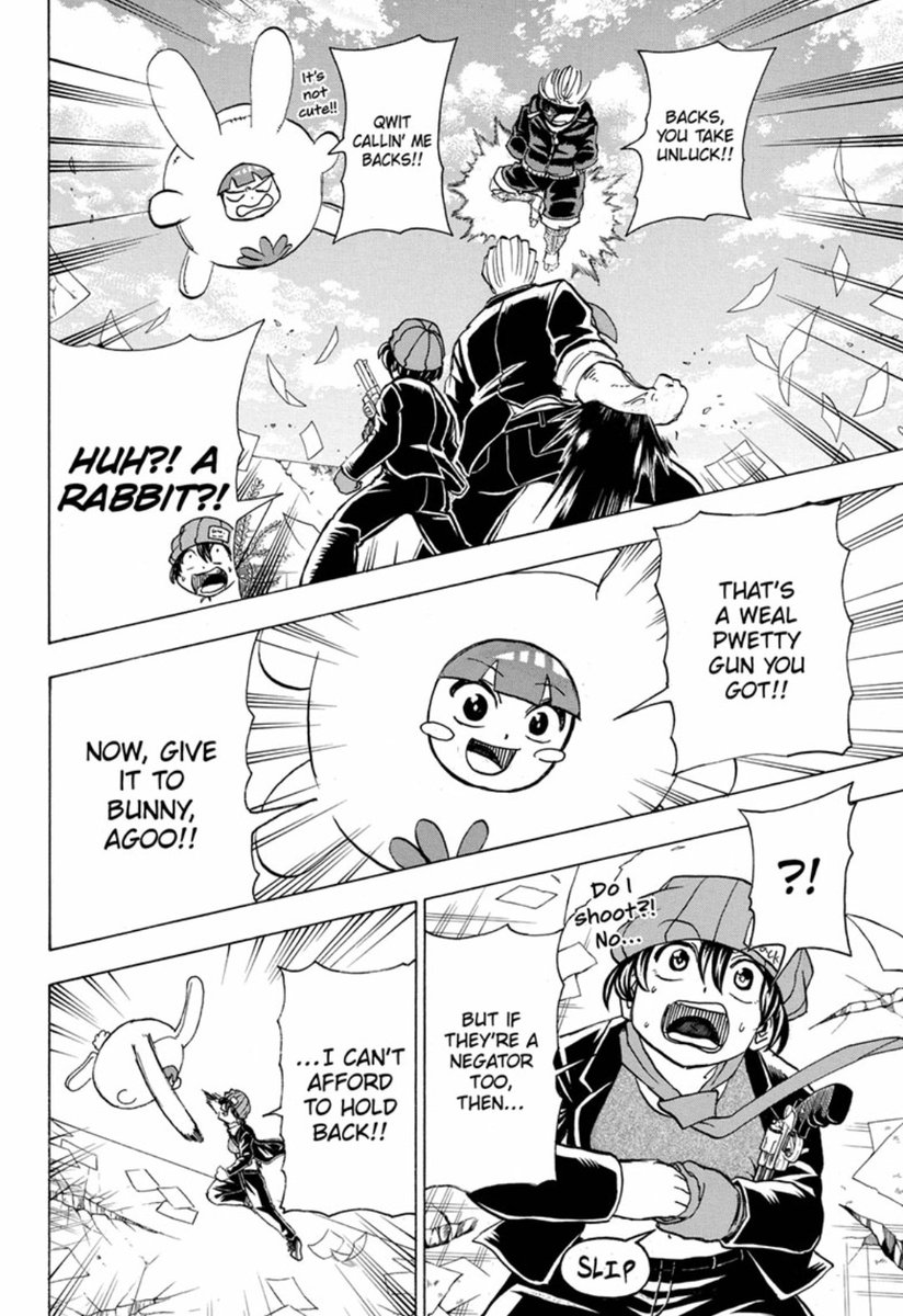 We finally get to see Bunny in action. If I'm understanding correctly, their name is Backs but they want to be called Bunny because it sounds cuterUpon reading their dialogue, I immediately want to throw them into a woodchipper