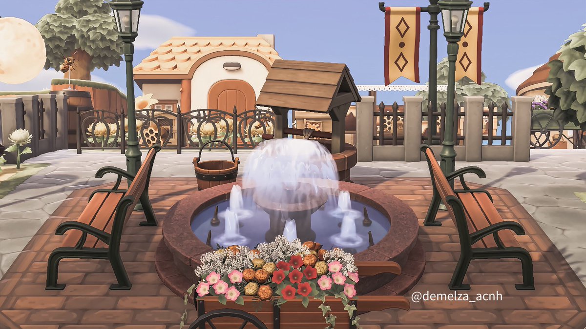 demelza_acnh's tweet image. Goldie runs a small artisan honey business in the local plaza 🍃🌱