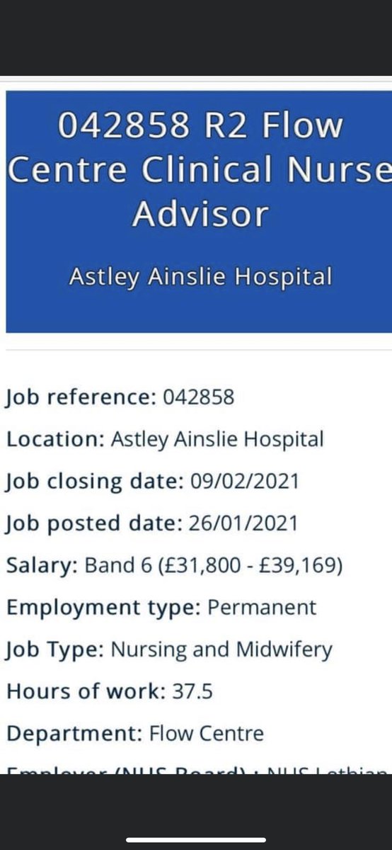 Fancy a new challenge? Want to be part of an expanding exciting service? Feel free to get in touch or contact <a href="/jmcl_1980/">Jennifer Mclean</a> for info! <a href="/NHS_Lothian/">NHS Lothian</a>