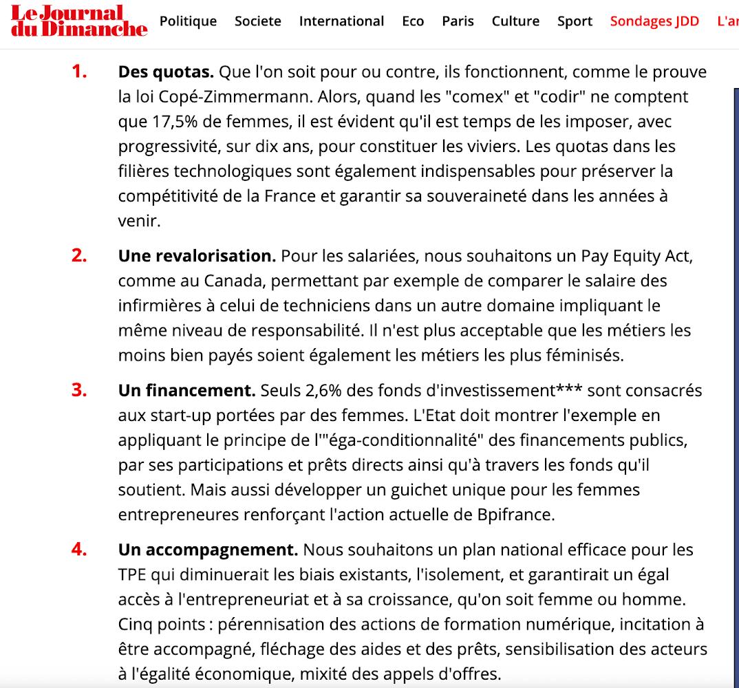 Je suis EntrepreneurE, CEO d'INSWIP Innovation Starts with People, coach certifiée HEC Paris, et co-signataire dans le Journal du Dimanche de l’appel à Emmanuel Macron aux côtés de 120 responsables de réseaux féminins et entrepreneurs pour que la relance soit paritaire