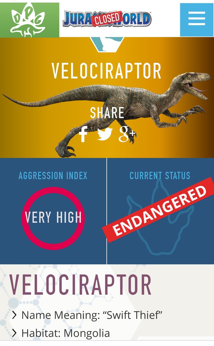 Si vamos al material supuestamente Canon que está volcado en las páginas web de las películas, nos encontramos que el origen del material genético de los _Velociraptor_ que clonan es de.... Mongolia! Es decir, serían _V. mongoliensis_. Horror. http://islanublar.jurassicworld.com/dinosaurs/velociraptor/