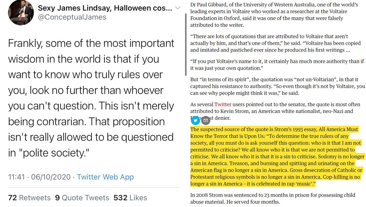 It is Colin's job to obfuscate any serious conversations, but I would strongly caution against the trap that we "need" to prove Lindsay is "antisemitic." All that matters is that JL constantly promotes antisemitic *arguments* and favours reactionary figures without any correction