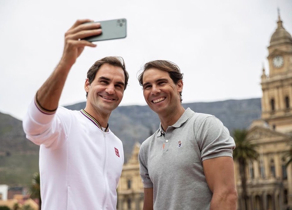 On the day of the match, Roger and Rafa played mini tennis on the Cape Town Grand Parade in front of City Hall and had some very wedding party line-up/honeymoon-style photos taken...
