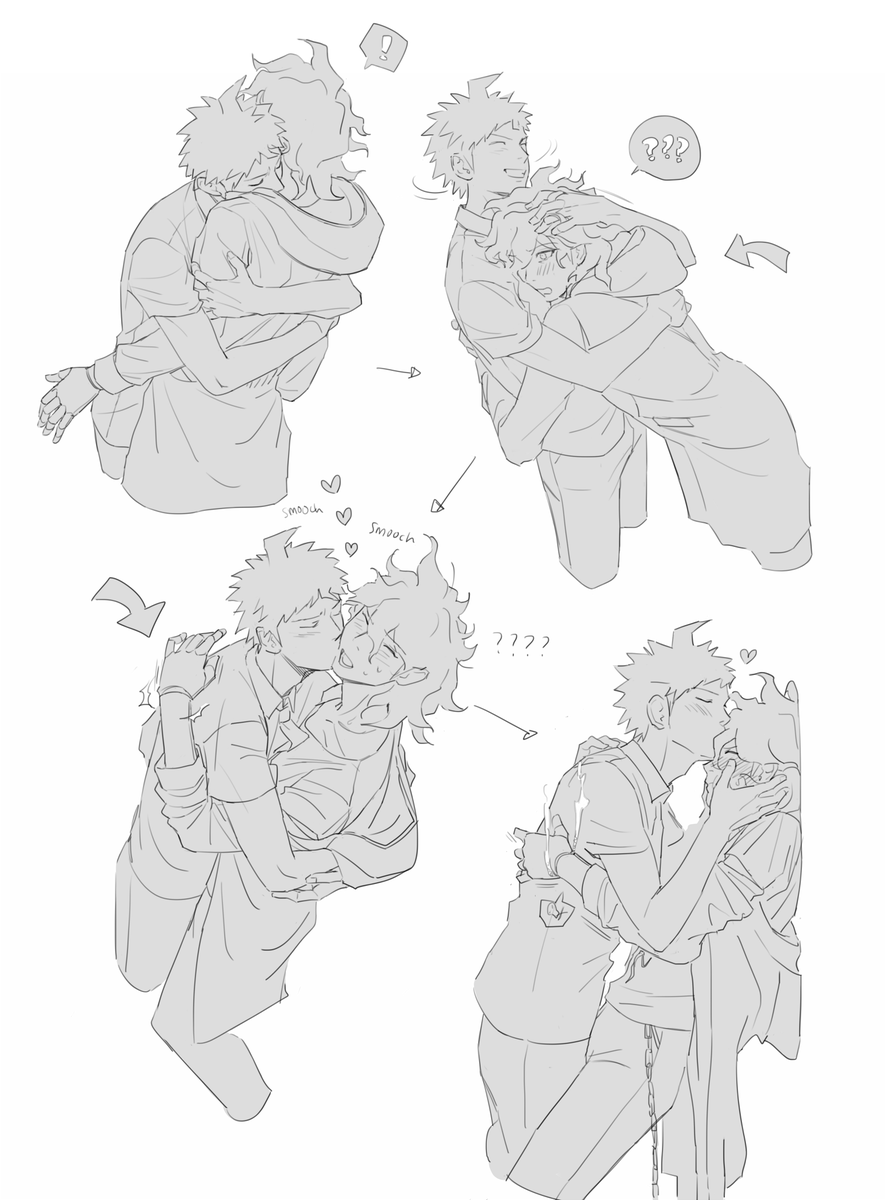 rerengy's tweet photo. [1/2] In my other drawing @Bardic_feline said that Komaeda needs to be aggressively cuddled… I kinda want that...🥺 https://t.co/jyeA1yLe8T