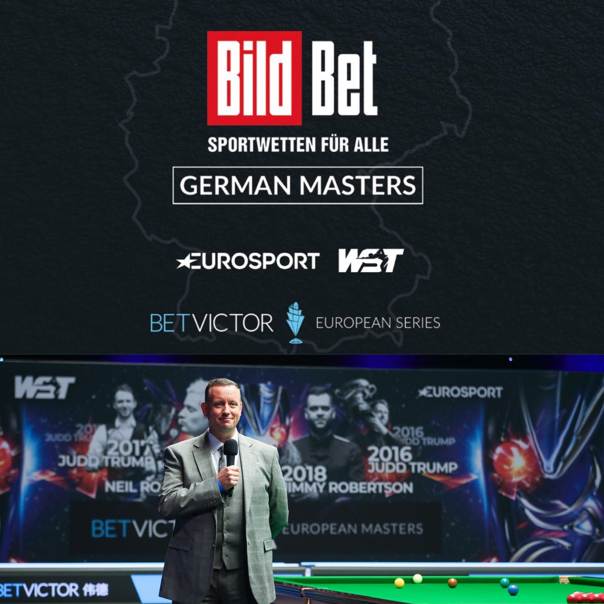 Thank you to <a href="/WeAreWST/">WST</a> <a href="/LoopProduction/">Loop Productions</a> and @Eurosport_UK for having me on the mic for the #GermanMasters and for looking after me all week, and to all the #snooker fans for the kind words, they’re appreciated. A few days off and then it’s <a href="/BetVictor/">BetVictor</a> #shootout time! 🤪 #147sf