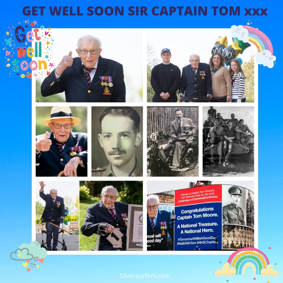 Silversurfers (@silversurfers50) on Twitter photo Get better soon <a href="/captaintommoore/">Captain Sir Tom Moore</a> ๐ Our thoughts and prayers are with you and your family and may you return home to them soon xxx Get better soon <a href="/captaintommoore/">Captain Sir Tom Moore</a> ๐ Our thoughts and prayers are with you and your family and may you return home to them soon xxx