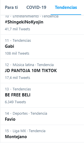 BelindaData's tweet photo. 📈 | BE FREE BELI
Es tendencia en méxico por el aniversario de BE FREE de BELINDA. https://t.co/nnjV3IDteu