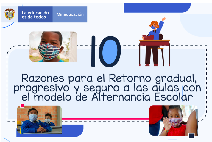 Mineducacion's tweet photo. Conoce 1⃣0⃣ razones por las cuales es importante el retorno gradual, progresivo y seguro a las aulas bajo el modelo de alternancia. Visita nuestro especial en el siguiente enlace ➡️ https://t.co/J8BKOu774P https://t.co/bf6KqqqpkF