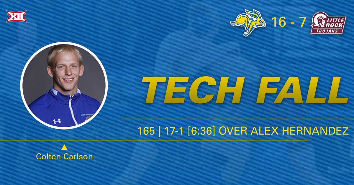 GoJacksWrestle's tweet photo. 165: Colten Carlson makes it four wins in a row for the Jackrabbits as he notches the Jackrabbits' second technical fall of the dual
#GetJacked https://t.co/nGdzEcJ7YK