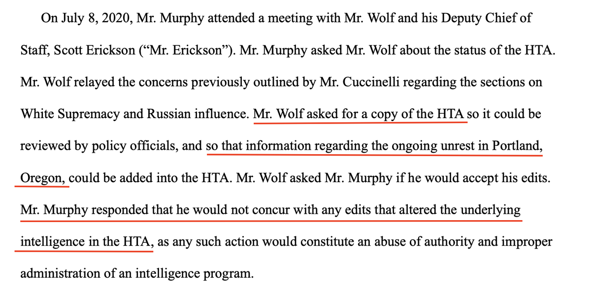 Chad Wolf himself tried to alter intelligence assessments to include left-wing threats for which there was no credible intel...right during Barr's "Federal law enforcement actions."Which seem increasingly like the proving ground for January 6.