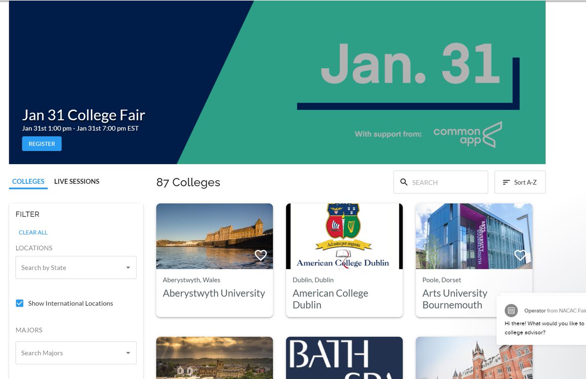 NACAC International (@nacac_intl) on Twitter photo So excited that 87 international universities and more than 500 US institutions are exhibiting today <a href="/NACACFairs/">NACAC College Fairs</a> virtual college fair today until 7 p.m. Begin your search and come join the conversation! <a href="/NACAC/">Natl Association for College Admission Counseling</a> #hscchat #intled So excited that 87 international universities and more than 500 US institutions are exhibiting today <a href="/NACACFairs/">NACAC College Fairs</a> virtual college fair today until 7 p.m. Begin your search and come join the conversation! <a href="/NACAC/">Natl Association for College Admission Counseling</a> #hscchat #intled