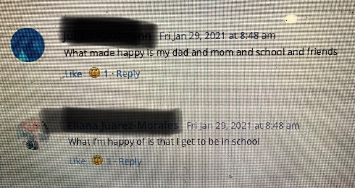maurajohnson_'s tweet photo. Weekly student reflections are the best ❣️Focus on what they are proud of, grateful for, something that made them happy, and what they are looking forward too. Love hearing their voice & feelings on the week.Reminder that it’s the little things. #connectionfirst https://t.co/TiPAuPB0oq