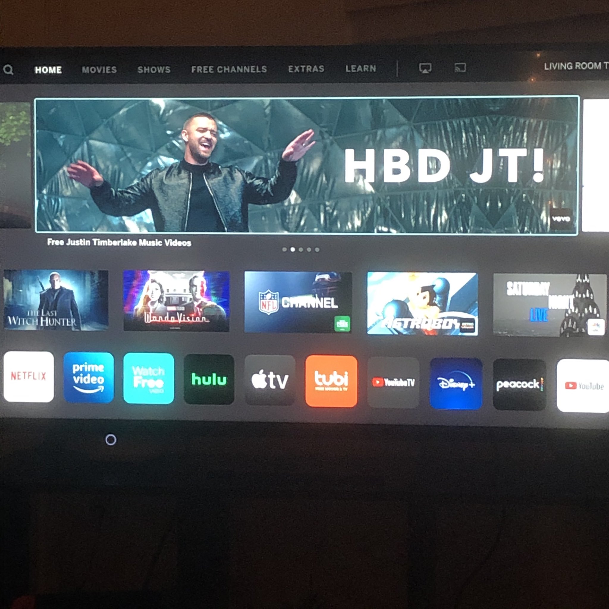 My tv wishing Justin Timberlake a happy birthday 