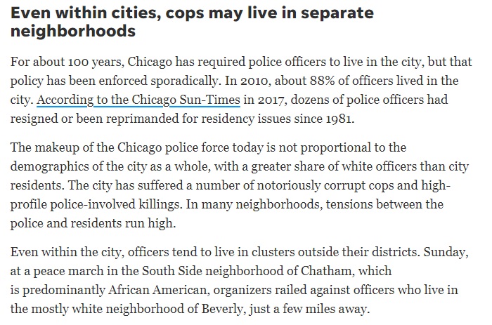 Lots of cities have these requirements & still have notoriously abusive police forces. There's no empirical evidence that requiring cops to live in cities makes them more empathetic to their neighbors. They just segregate themselves inside city lines.  https://www.usatoday.com/story/news/nation/2020/06/13/police-residency-data/5327640002/