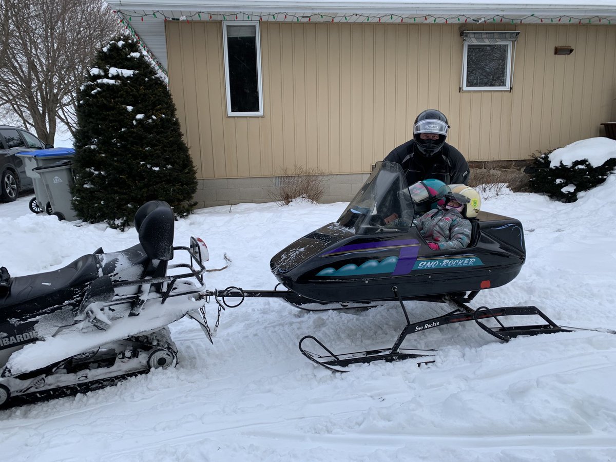 The next generation riding in the Sno-Rocker. #grandchildren